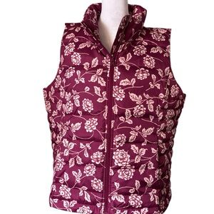 Lands' End Burgundy Floral Vest